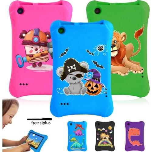For Amazon Fire 7(5th/7th/9th Gen)Tablet Case -Kids Safe Anti-fall Case Foam EVA Foam Multicolor Cartoon Pattern Series + Pen