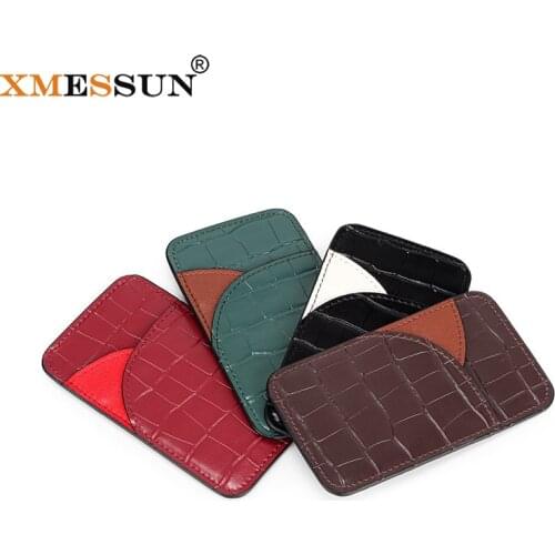 XMESSUN ID Card Holder Credit Card Case Fashion Design Crocodile Pattern Genuine Leather Card Pack Bag Cowhide Skin Slim Wallet