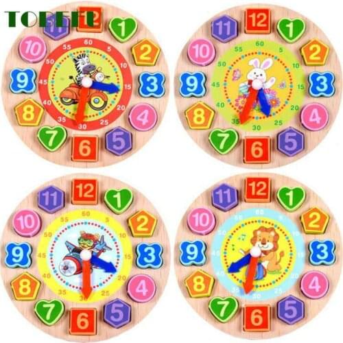 Wooden Toy Colorful Digital Geometry Cognitive Matching 12 Numbers Clock Baby Kids Early Educational Puzzles For Children Gifts
