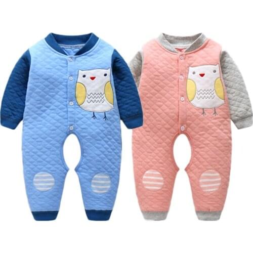 Baby Rompers Fleece Clothing Newborn Baby Boys Girl Winter Clothes Costume Overalls Bebes Menino Long Sleeve Baby owl patterm