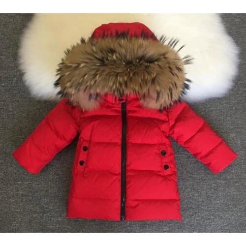 Childrens down jacket baby fur collar warm down jacket 2-12years old