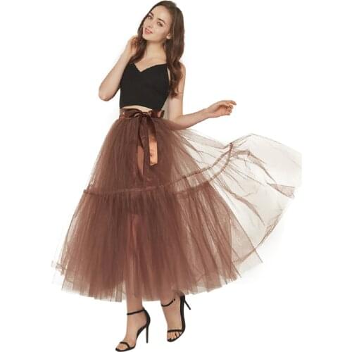 Two Tier Tulle Maxi Skirt 4 Layers A-Line Long Tutu Skirt Womens Party Prom Bridemaids Wedding Dress Petticoat