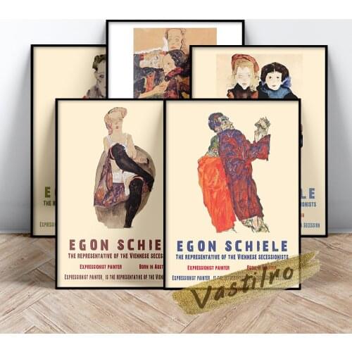 Egon Schiele Figure Portrait Art Prints Poster Exhibition Museum Vintage Art Canvas Painting Kids Room Home Decor Wall Picture