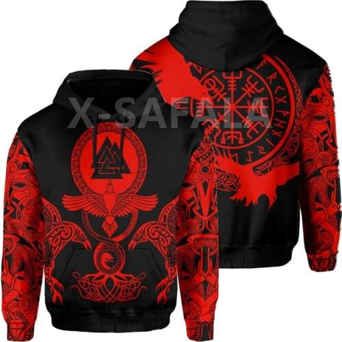 X-Safala Viking Fenrir Raven Odin 3D All Printed Hoodie Man Women Harajuku Outwear Zipper Pullover Sweatshirt Casual Jacket