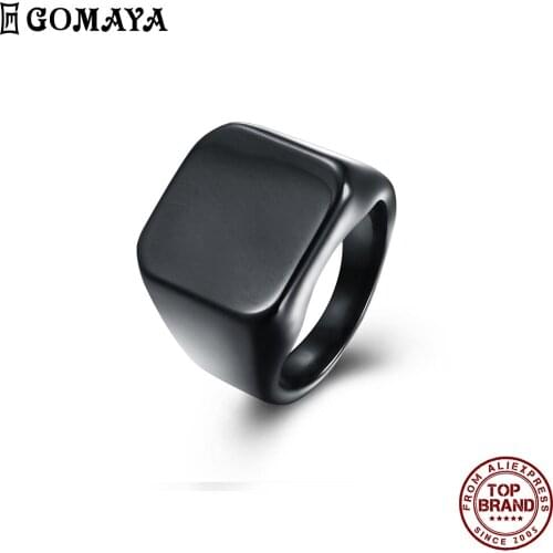 GOMAYA 316L Stainless Steel Black Creativity Design Men Rings Minimalist Cool Ring Party Prom Gift Fashion Jewelry Recommend