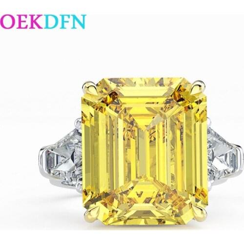 OEKDFN 100% 925 Sterling Silver Ring For Women 14 * 16 MM Moissanite Wedding Engagement Cocktail Couple Jewelry Size 5-12