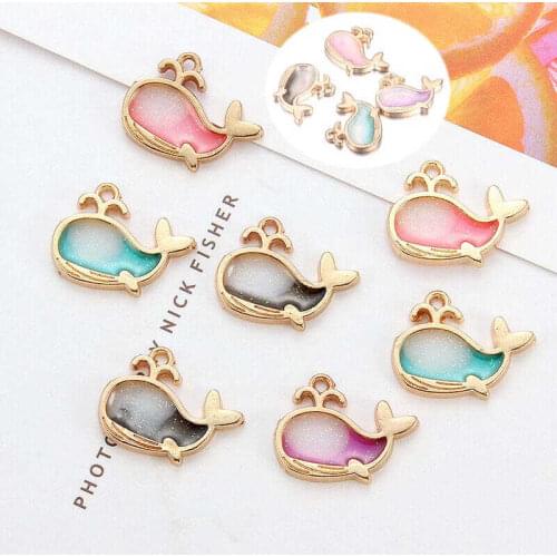 Beautiful little whale powder hollow oil gilded shiny Necklace Bracelet small pendant