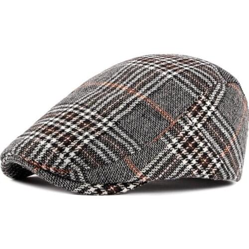 LDSLYJR 2021 Cotton Spring Autumn solid plaid Newsboy Caps Flat Peaked Cap Men and Women Painter Beret Hats 52