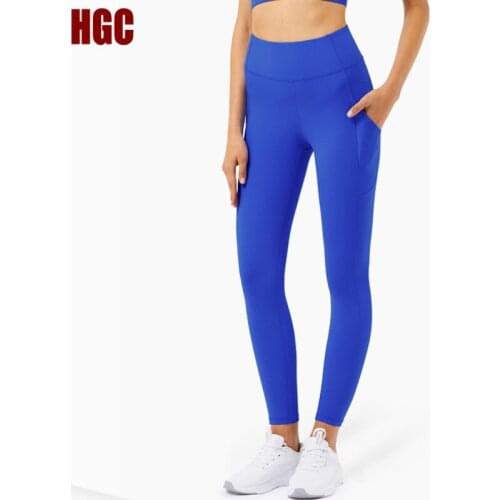 High Waist Yoga Leggings Sport Women Fitness Squat Proof Naked Feel Pants Pocket Soft GYM Capri Elastic Workout Tights HGC