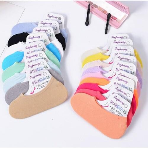 Summer Female Cotton Socks Magic Invisible Socks Socks Low-Top Socks Children Candy-Colored Silicone Anti-Slip-off No-Show Socks