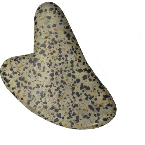 Natural Dalmatian Jade Guasha Body Massager Gouache Scraper for SPA Acupuncture