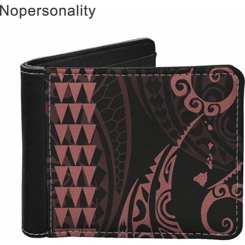 Nopersonality PU Hawaii Kakau Print Lady Mini Money Wallets Folding Credit Card Holder Purse Casual Thin Money Bag for Ladies