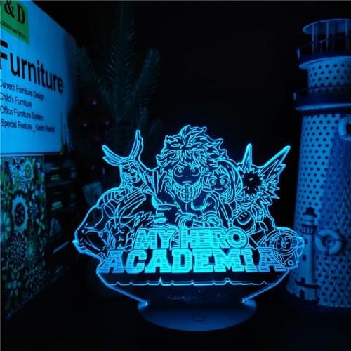 My Hero Academia 3D Night Light Manga Decoration Lighting Boku No Hero Academia Izuku All Might Bakugou Kid Lampara Anime Figure