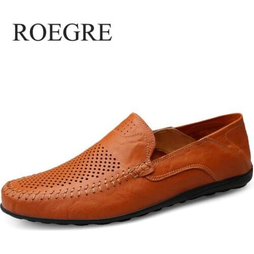 Genuine Leather Men Casual Shoes Luxury Brand 2019 Mens Loafers Moccasins Breathable Slip On Black Driving Shoes Plus Size 37-47