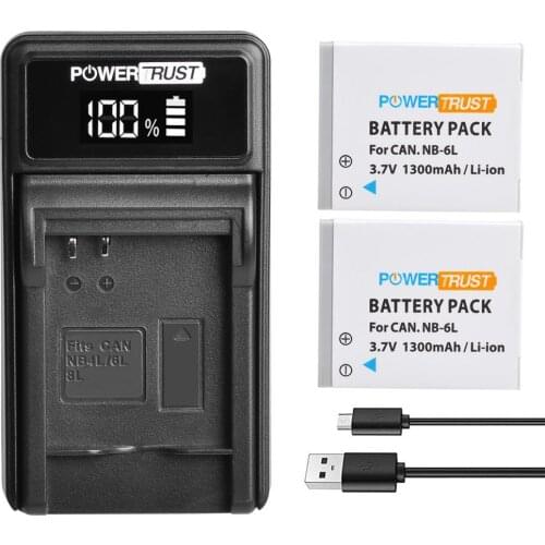 NB-6L NB-6LH NB6L Battery + LED USB Charger for Canon PowerShot D10 D20 ELPH 500 HS S90 S95 S120 SD770 SD980 SD1200 SD1300 SD350