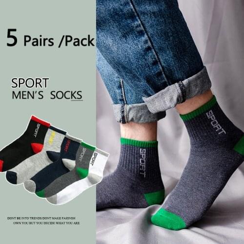 5 Pairs Men Knee-High Socks Soft Comfortable Solid Cotton Running Sneaker Sports Sock Deodorant Sweat Gym Yoga Sock Average Size