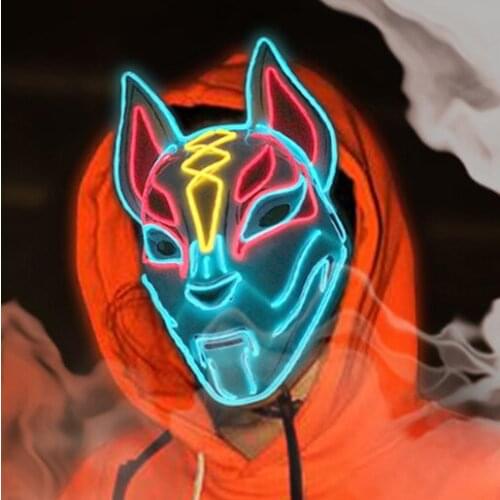 New Game Sky Fox Luminous Masks Hip Hop Dancing Dating Masquerade Carnival Props Halloween Easter Cospaly Men Adult Party Mask
