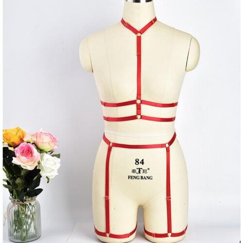 2018 NEW Sexy Full Body Harness Belt Exotic Apparel Garter Belt Gothic Bondage Harness Women Tops Bodysuit