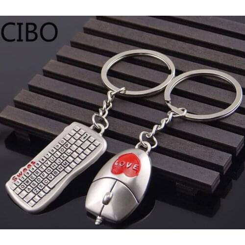 2019 New Keyboard Mouse Key Chain - 1pcs Mouse Keychain+1pcs Keyboard Key Chain Keyring Valentine Lover Key