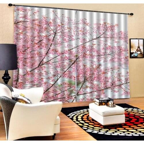 Pink curtains Flowers print Chinese Customized 3D Blackout Curtains Living Room Bedroom Hotel Window