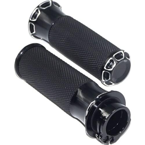 Mactions Grips Black 1" Handle Grips Electronic Cable Model For Harley Touring Road King FLHR Softail Deluxe FLSTN Breakout FXSB