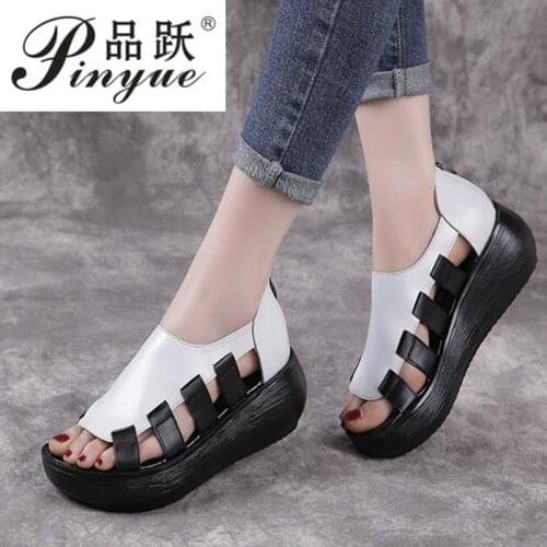 Womens shoes summer ladies sandals leather flat heel hollow mixed color breathable open toe ladies sandals women 2020