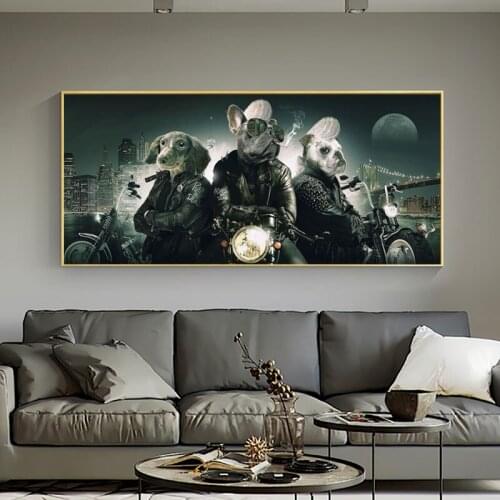 Modern Cool Smoking Dog Canvas Painting Animal Large Poster Prints on The Wall Art Picture Living Room Home Decoration