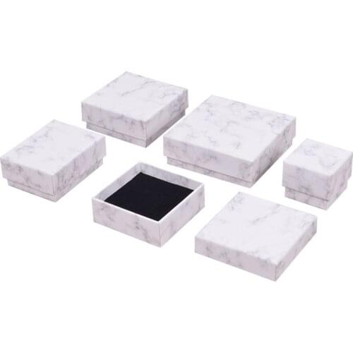 Customized Logo High Quality Jewelry Packaging Box Free Shipping Wholesale 50pcs/lot Marble Ppaper Ring Earring Necklace Box