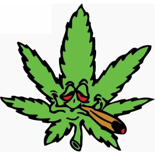 Funny Decal Lnterest The Leaves and Smoke Cannabis Medical Weed Reflective Car Window Car Sticker,12cm*12cm