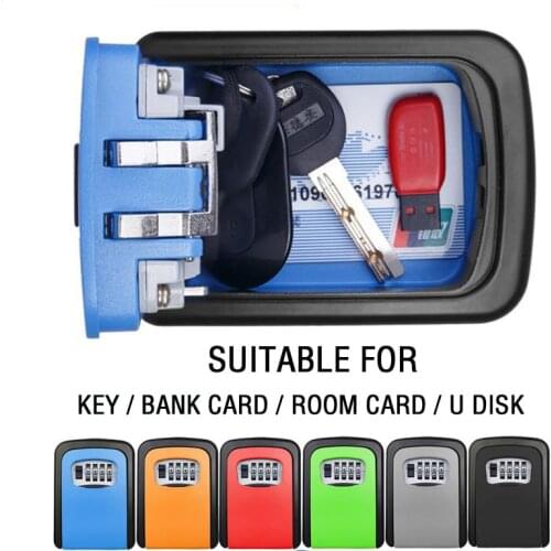 MooL Key Lock Box Wall-mounted Aluminum Alloy Key Safe Weatherproof 4 Password Combination Key Storage Lock Box Indoor Outdoor