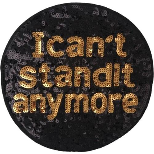 Patches for clothing T shirt Women 235mm letters Black Sequined Sequins T-shirt Womens Fashion Tops Shirt Girl Patch Clothes