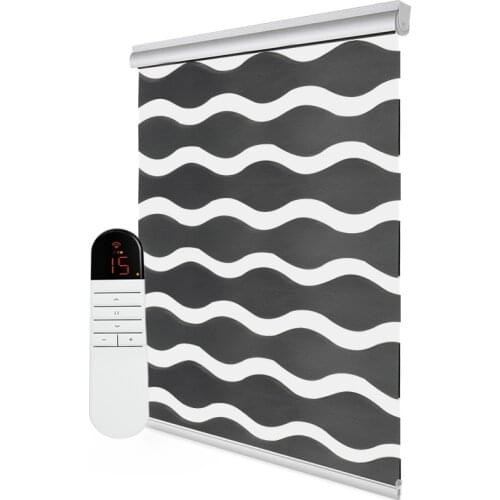 ALDOMO Electric wave type zebra blinds for office living room bedroom window curtains automatic lifting custom size