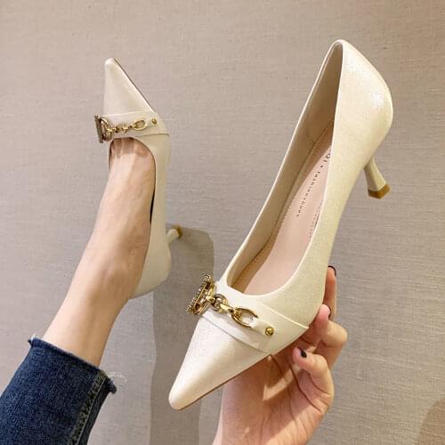 Womens High Heels with Pointed Toe Caps Womens Stiletto Heels New All-match Womens Shoes Professional Shoes Single Shoes