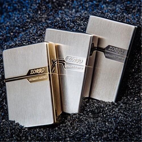 ZORRO Personality Fashion Simple Pure Copper Windproof Kerosene Grinding Wheel Lighter Cigarette Accessories Men Gift