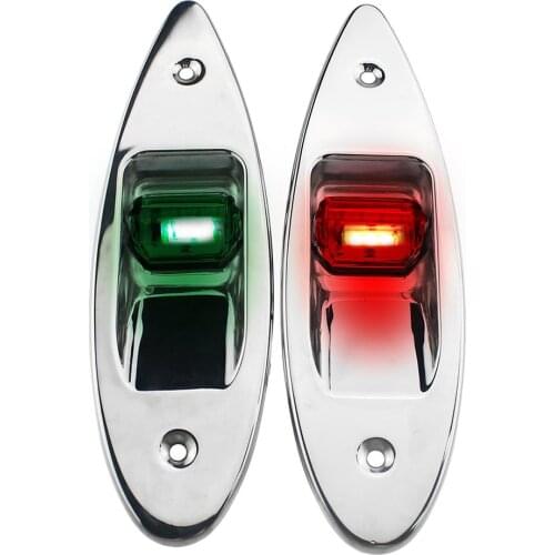 1 Pair LED Red+Green Flush Mount Marine Boat RV LED Side Navigation Lights tainless Steel Waterproof for Boat Side Mount Light
