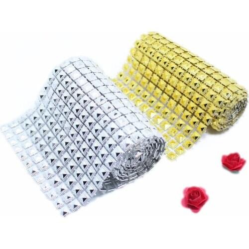 1Yard 12CM Plastic Square Rhinestone Mesh Ribbon For DIY Craft Birthday Wedding Decoration Cake Wrap Crystal Tulle