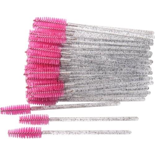 100 pcs Disposable Crystal Eyelash Brushes Diamond Handle Applicator Mascara Wands Eyelash Extension women Makeup Tools