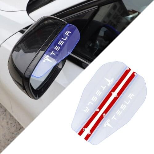 2Pcs PVC Car Rearview Mirror Eyebrow Rain Shade Rainproof Cover Stickers For Tesla Model Y Model X Model S Model 3