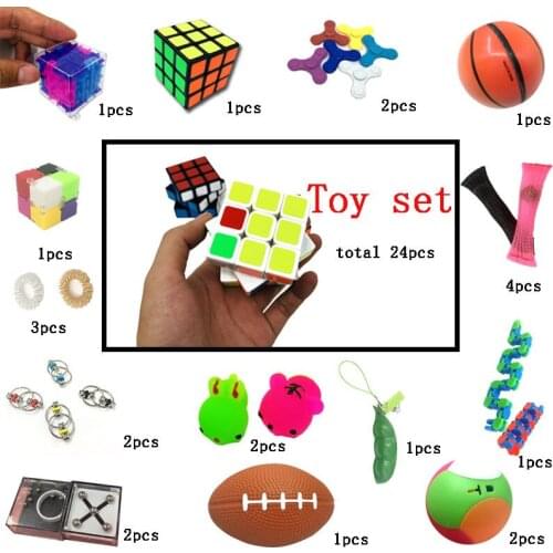 24Pcs Anti Stress Toy Fidget Toys Stretchy Strings Mesh Marble Relief Gift for Adults Children Sensory Antistress Relief Toys