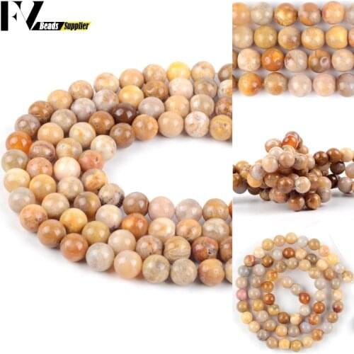 4-12mm Natural Chrysanthemum Agates Stone Loose Spacer Round Beads For Jewelry Making DIY Bracelets Necklace Needlework 15"