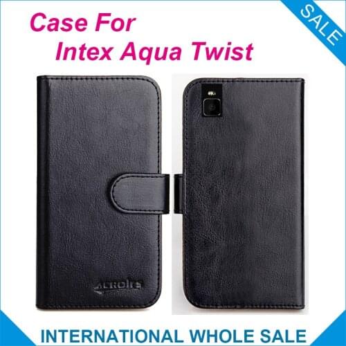 6 Colors Hot! 2016 High Quality Leather Exclusive Case For Intex Aqua Twist Cover Phone Tracking
