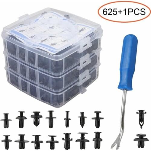 625PCS Auto Fastener Clip Mixed Car Body Push Retainer Pin Rivet Bumper Door Trim Panel Retainer Fastener Kit
