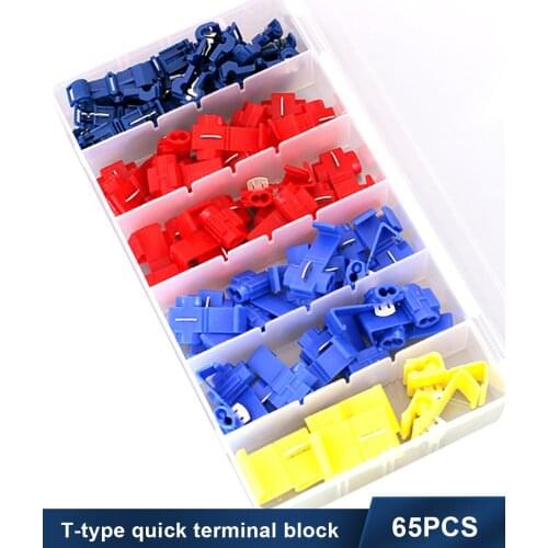 65pcs/set Wire Cable Connectors Tap Lock Electric Quick Splice Terminals Crimp Non Destructive Wire Boat Tools Auto Accessories
