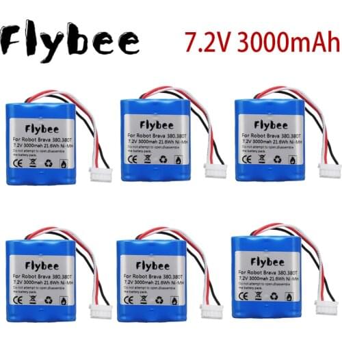 NEW 7.2V 3000mAh Ni-MH Battery Pack For iRobot Braava 380 380T Mint 5200 5200B 5200C vacuum cleaner sweeping robot1-10PCS