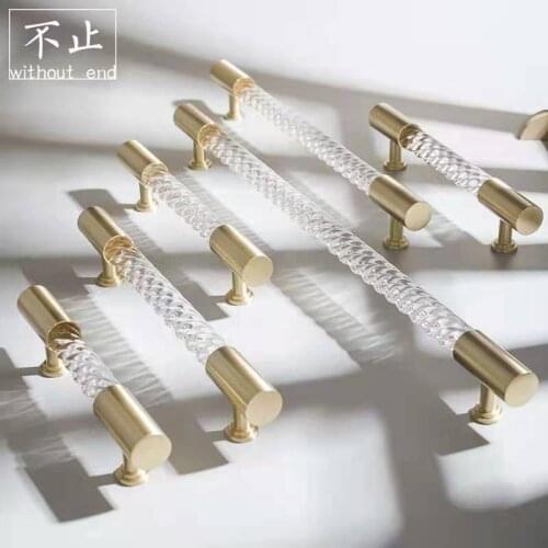 Freeshipping Cabinet Furniture, Wardrobe Door Long Double Hole Handle, Brass Acrylic Twist Handle, Nordic Style