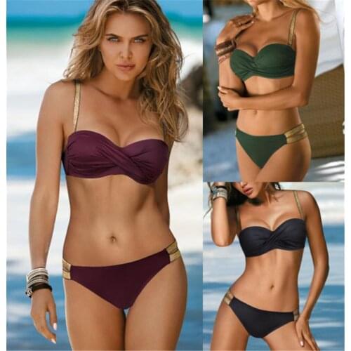 Sexy Bikinis 2020 Mujer Push Up 2 Piece Swimsuit Women Swimwear Beachwear Solid Bikini Bathing Suit Female Maillot De Bain Femme