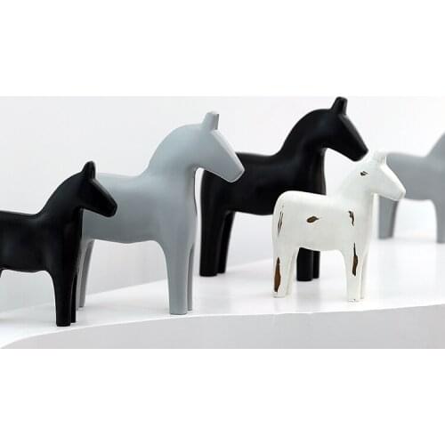 S M Trojan Ornament Decoration Crafts for Porch Decor Store Window Decoration Wooden Horse Morandi Colors