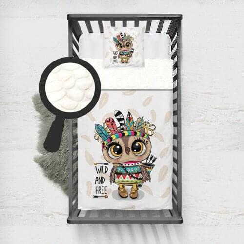 Kids Minky Blanket Super Soft and Warm Blankets Children for Couch and Bed White Wild Owl Model 231