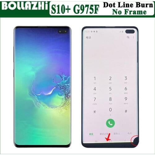 Display s10 plus 6.4'' LCD For SAMSUNG Galaxy S10 PLUS SM-G9750 G975F Display Touch Screen Digitizer Replacement With Dead pixel