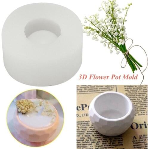 Hot 3D Round DIY Silicone Concrete Plant Flower Pot Vase Candle Holder Handmade Silicone Candle Soap Bottle Mould